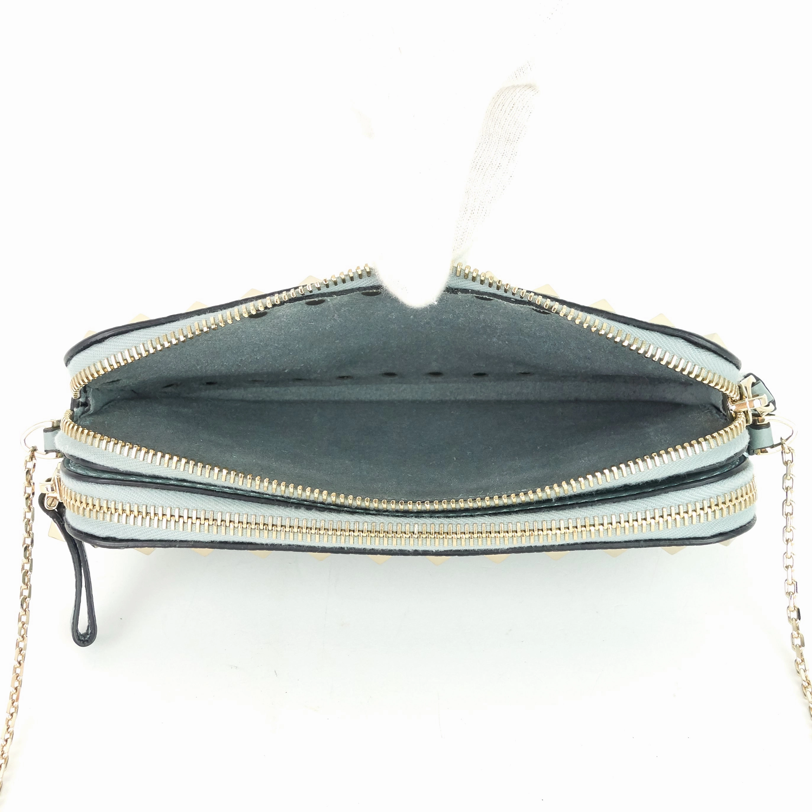 Double Zip Rockstud Leather Camera Bag