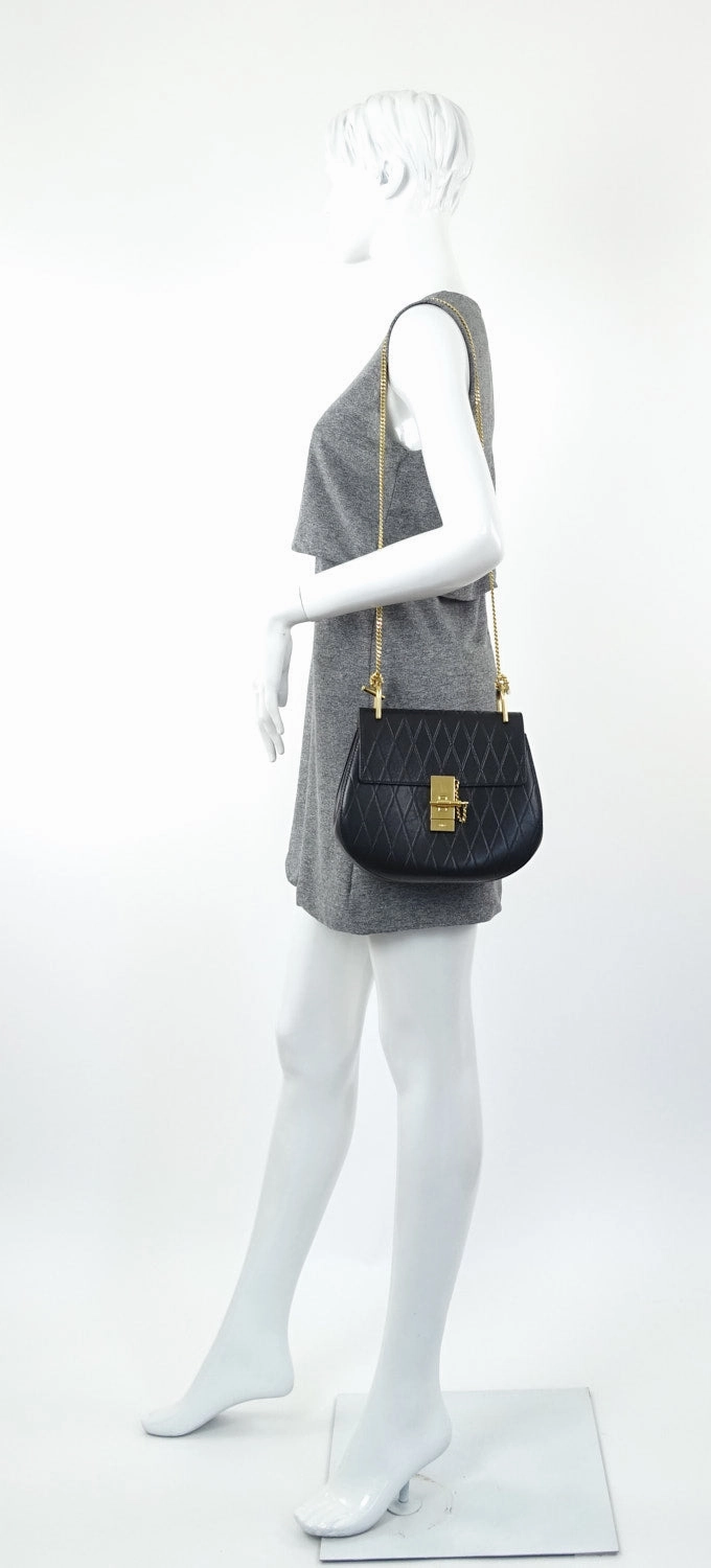 Drew Embossed Calfskin Leather Small Shoulder Bag