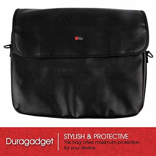 DURAGADGET Premium Black PU Leather 15.6" Laptop Zip-up Carry Bag for The New Dell Latitude 15 5000