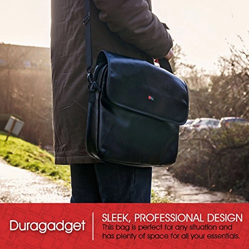 DURAGADGET Premium Black PU Leather 15.6" Laptop Zip-up Carry Bag for The New Dell Latitude 15 5000