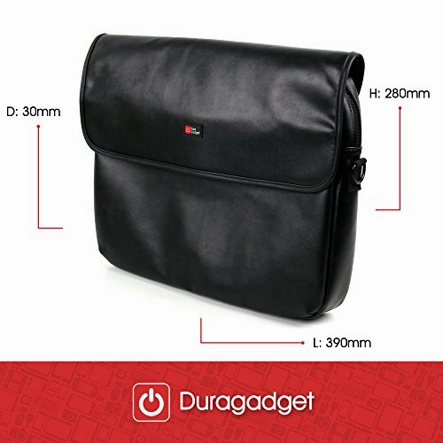 DURAGADGET Premium Black PU Leather 15.6" Laptop Zip-up Carry Bag for The New Dell Latitude 15 5000