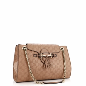 Emily Chain Flap Shoulder Bag Guccissima Leather Large