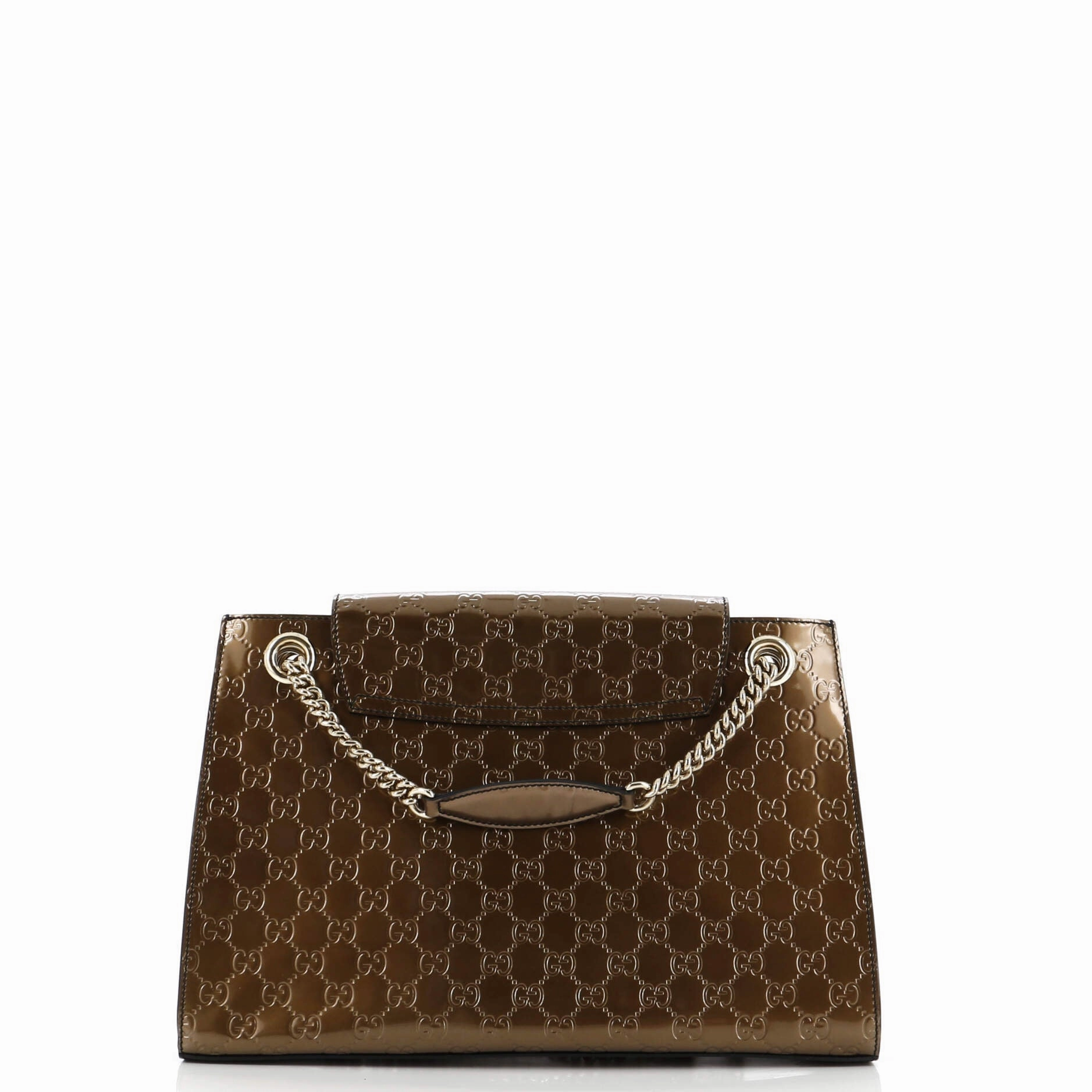Emily Chain Flap Shoulder Bag Guccissima Patent Large