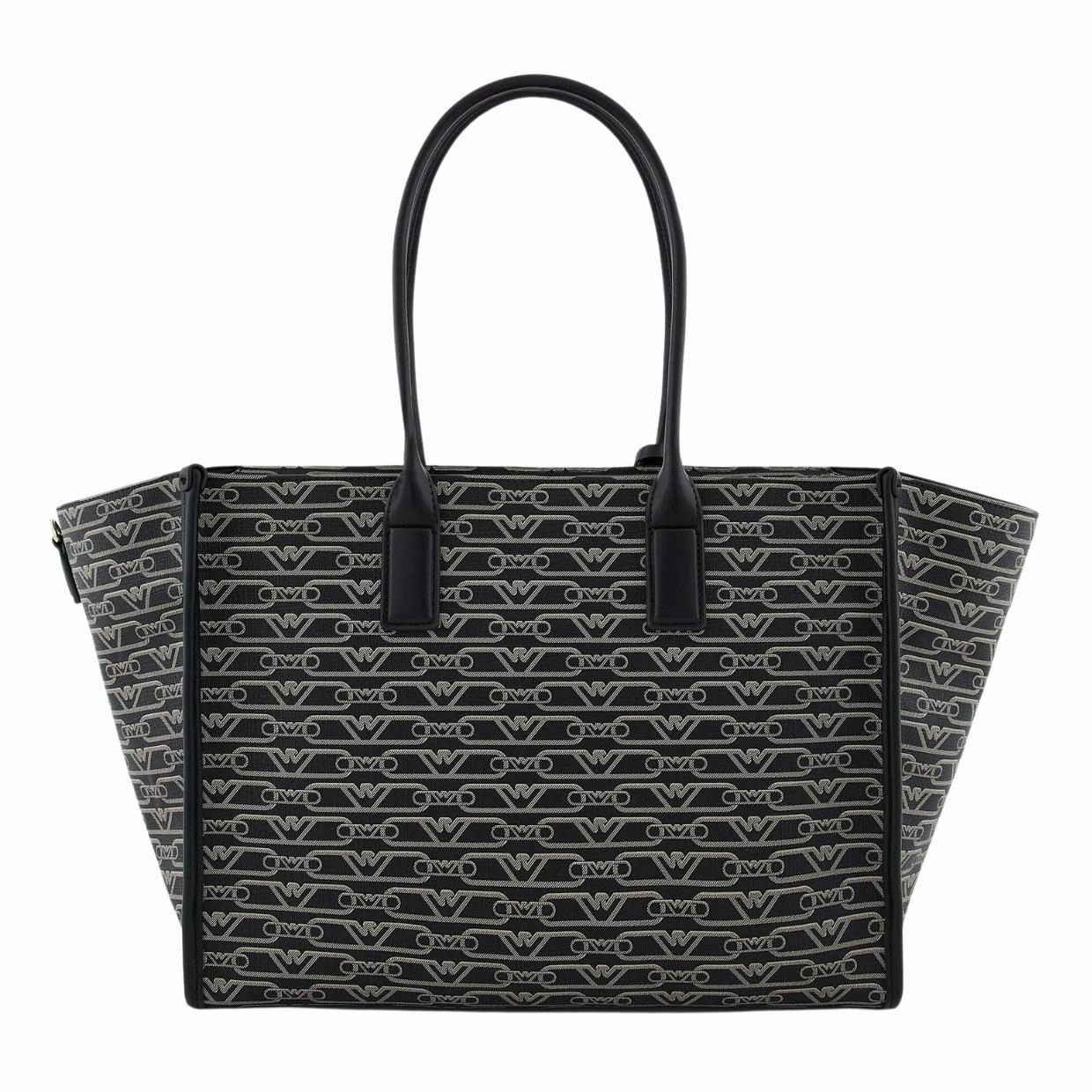 Emporio Armani All-Over Monogram Print Black Medium Shopper Bag