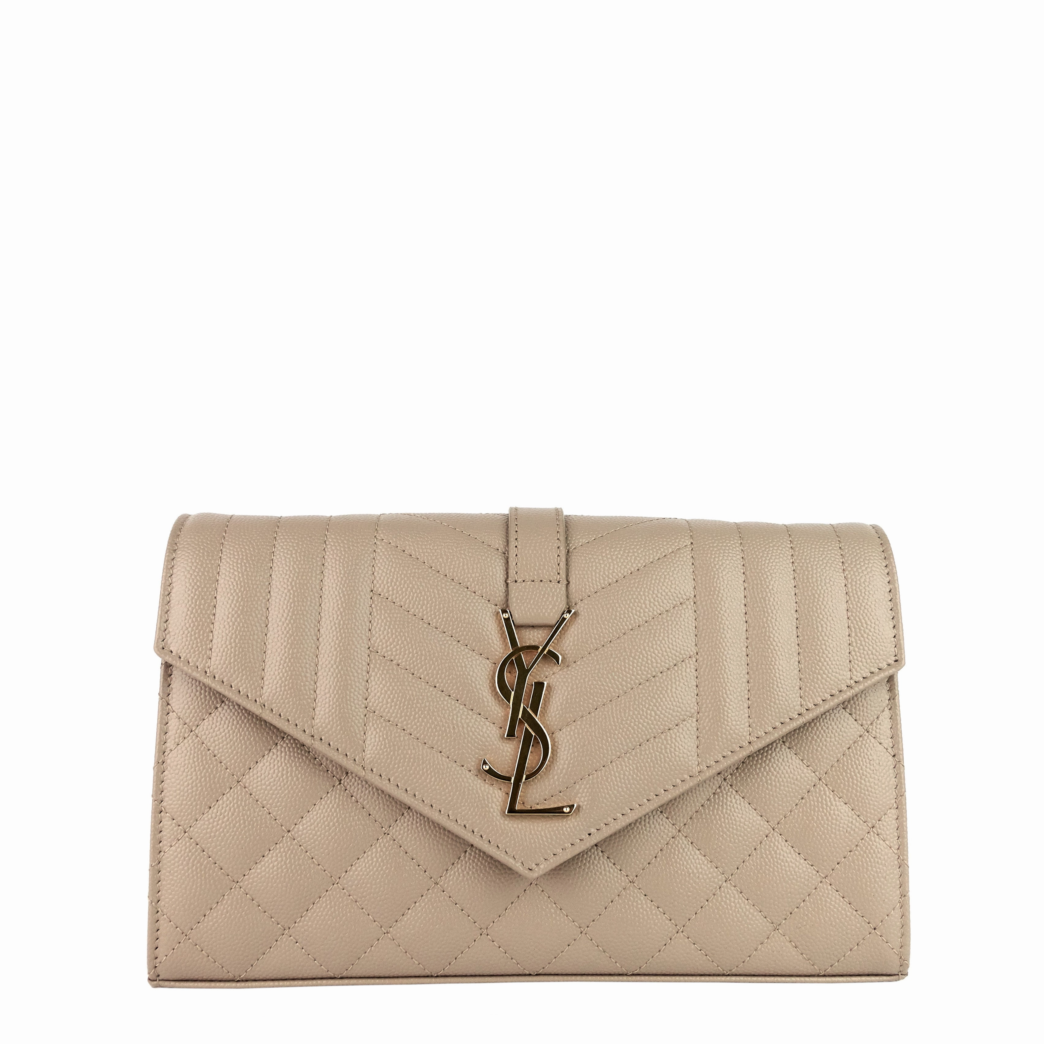 Envelope Matelass Grain de Poudre Leather Chain Wallet Bag