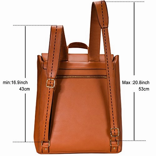 Estarer Women Pu Leather Backpack 15.6Inch Laptop Vintage College School Rucksack Bag(Brown)