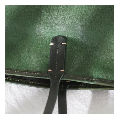 Fashion Womens Green Soft Leather Zipper Top Green Shopper Tote Bag Shoulder Shoulder Purse