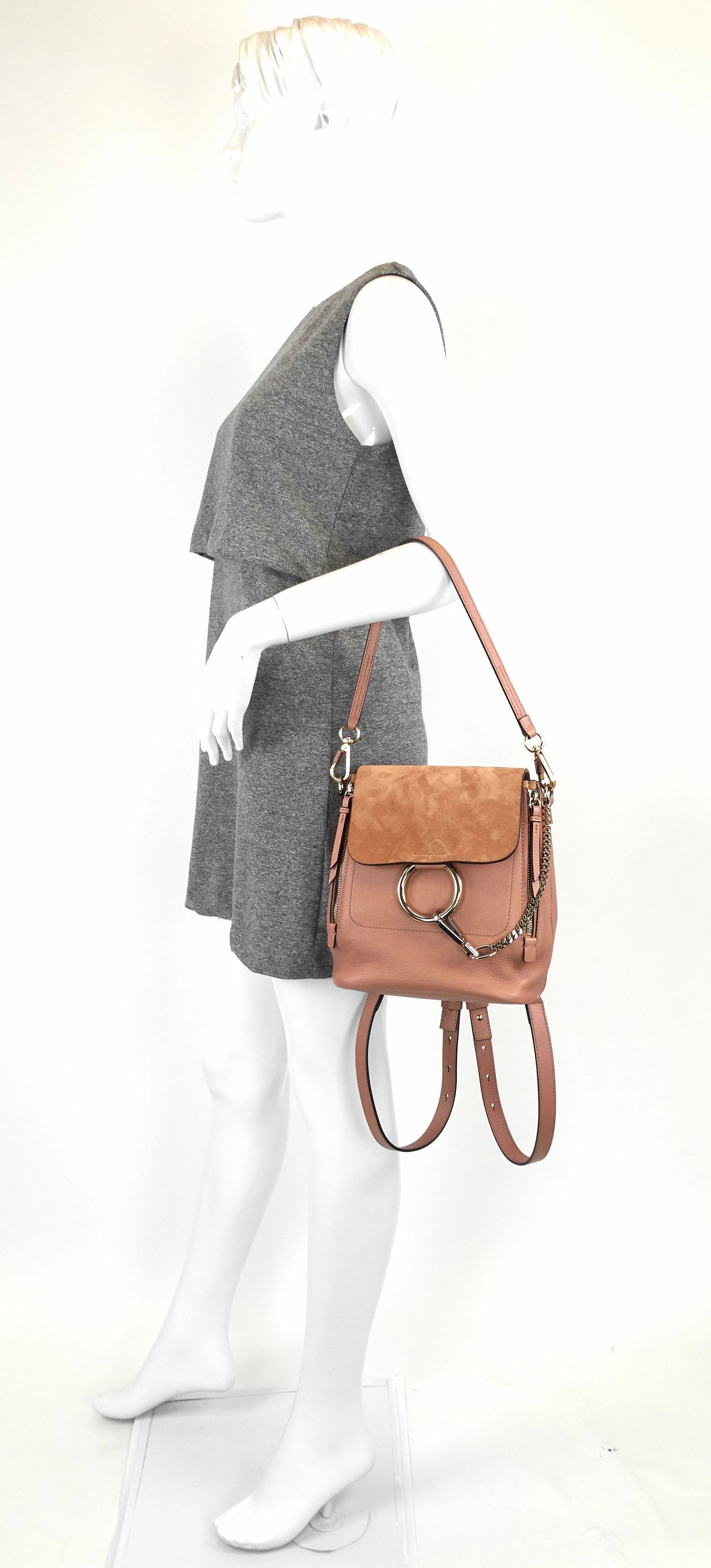 Faye Calfskin and Suede Backpack Bag
