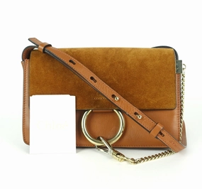 Faye Leather and Suede Small Shoulder Bag