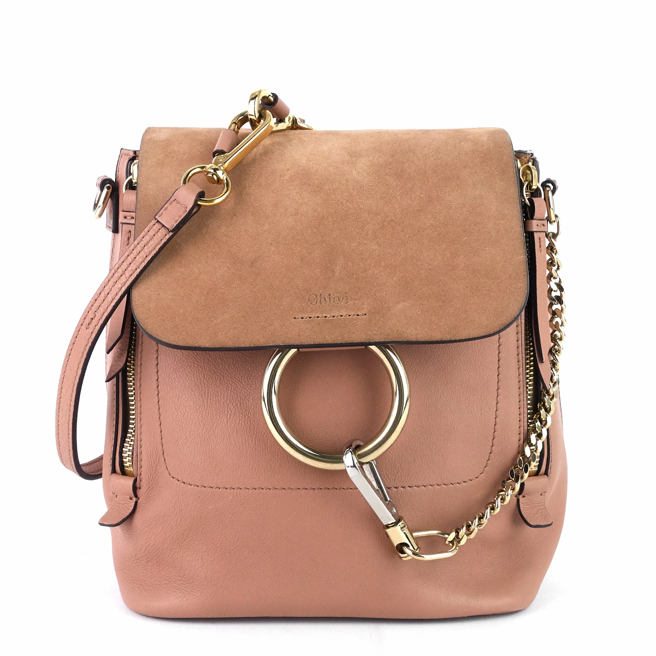 Faye Medium Leather and Suede Backpack