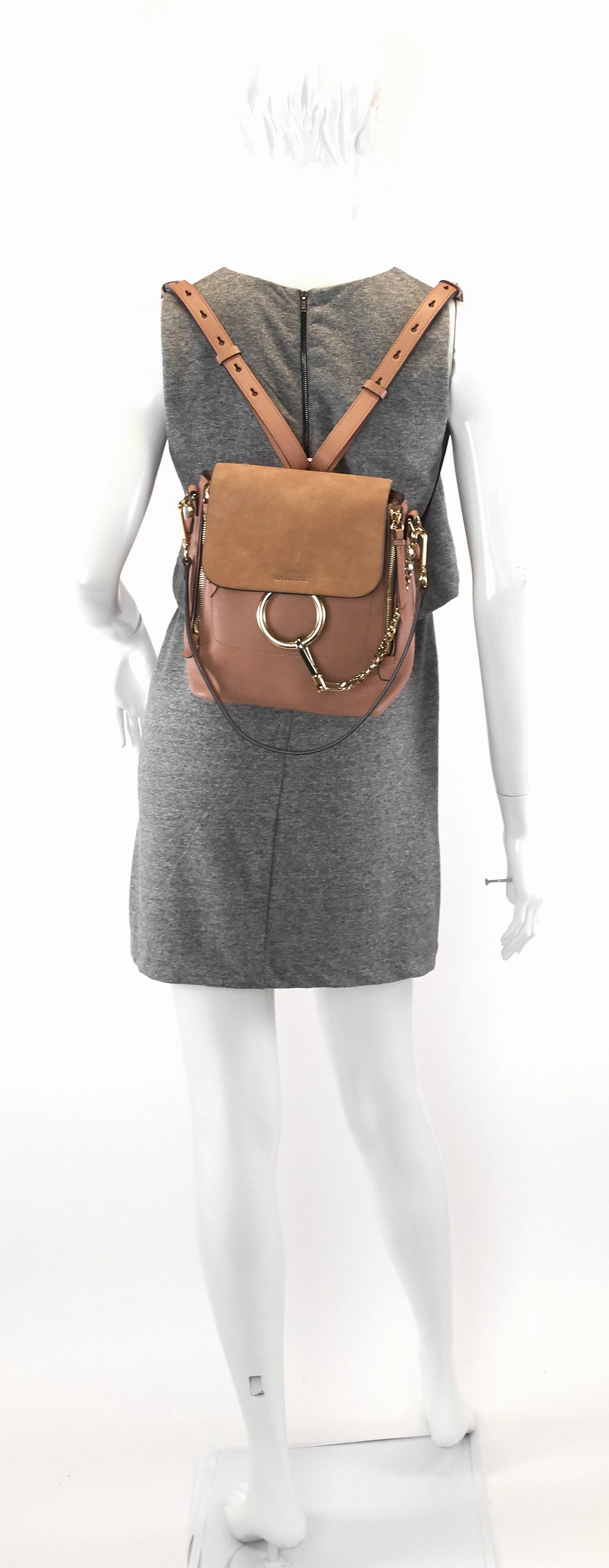 Faye Medium Leather and Suede Backpack