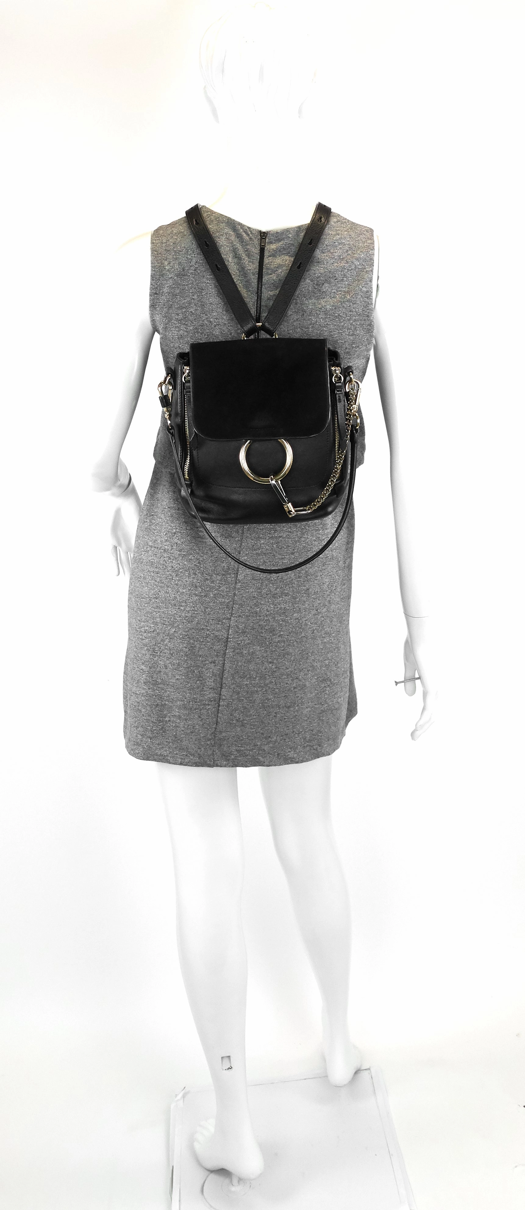 Faye Small Calfskin and Suede Backpack Bag