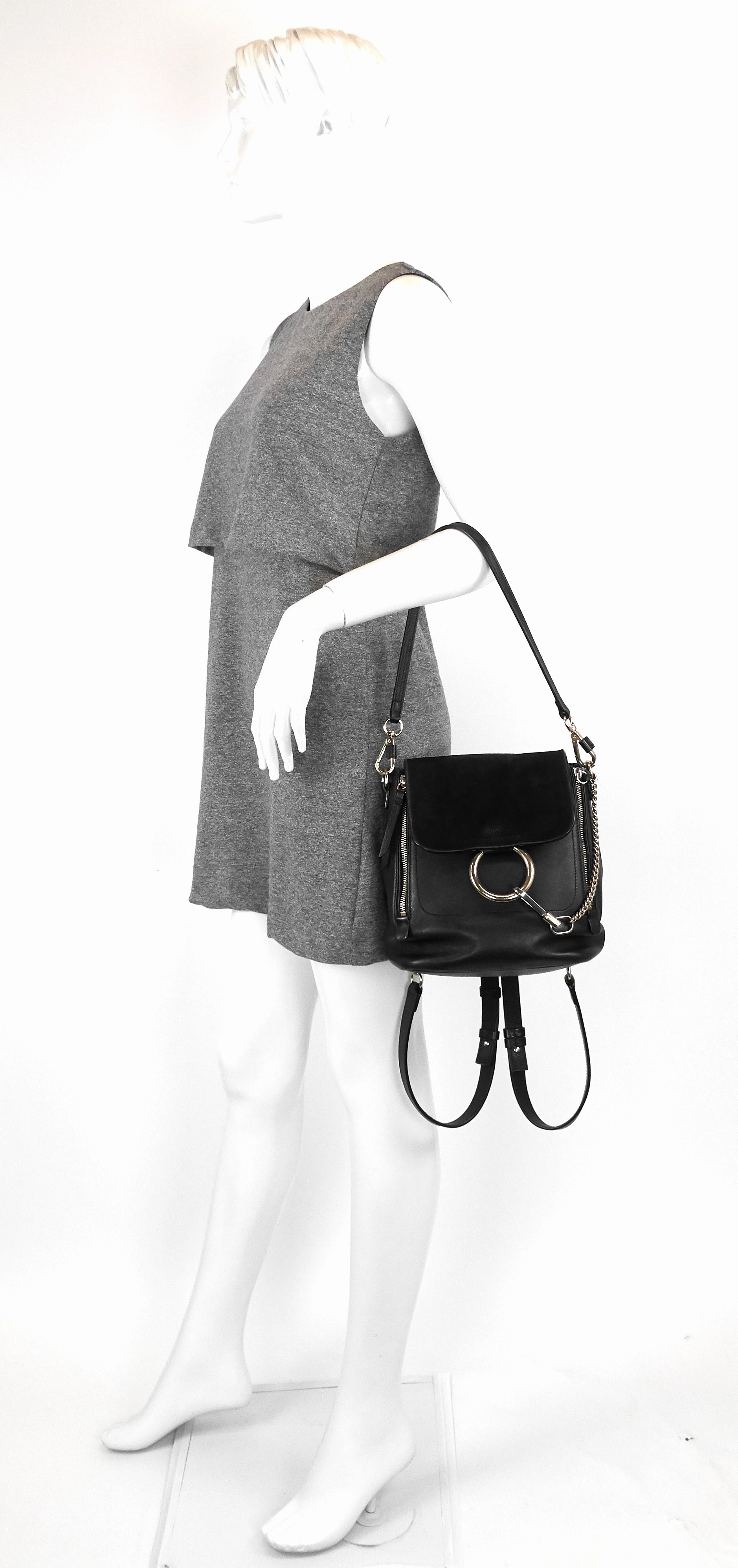 Faye Small Calfskin and Suede Backpack Bag