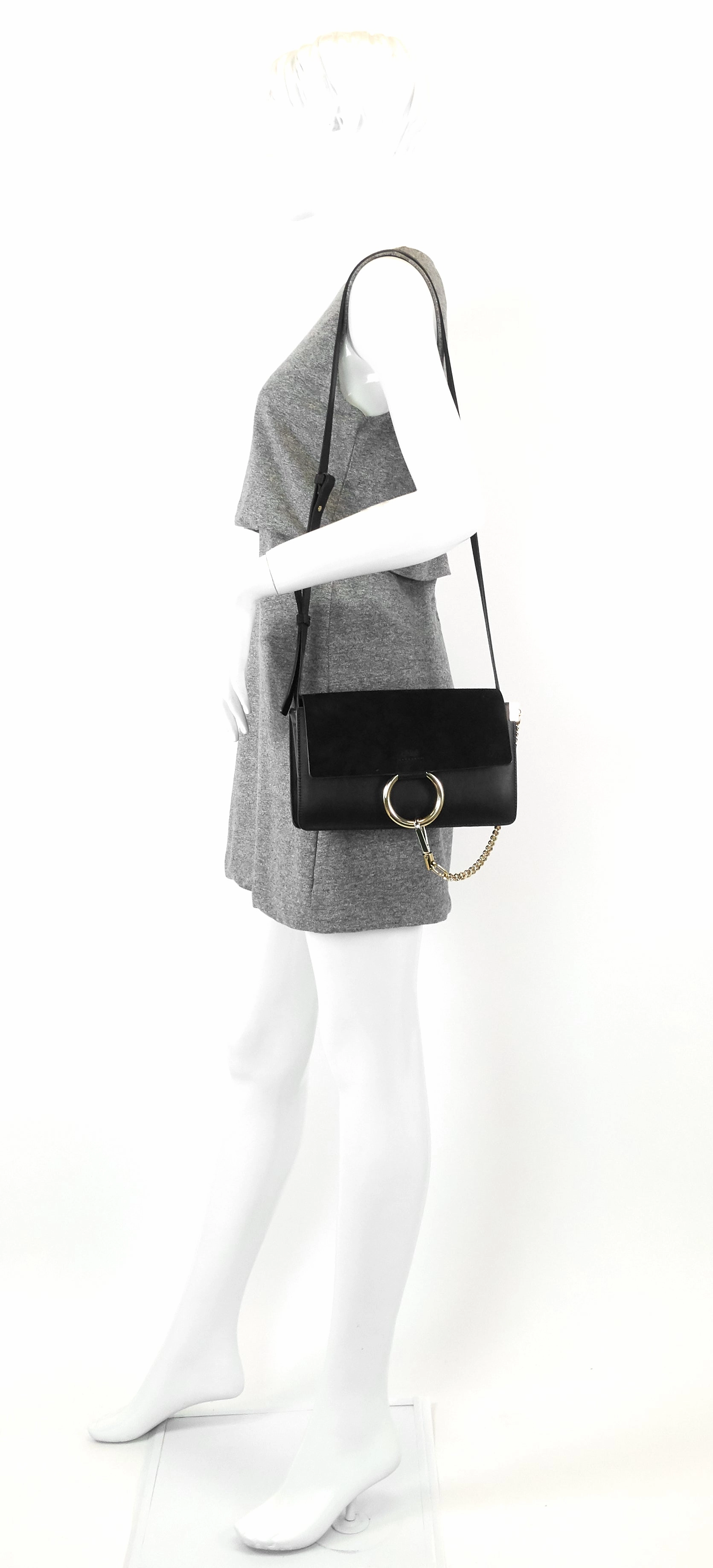 Faye Small Leather and Suede Bag