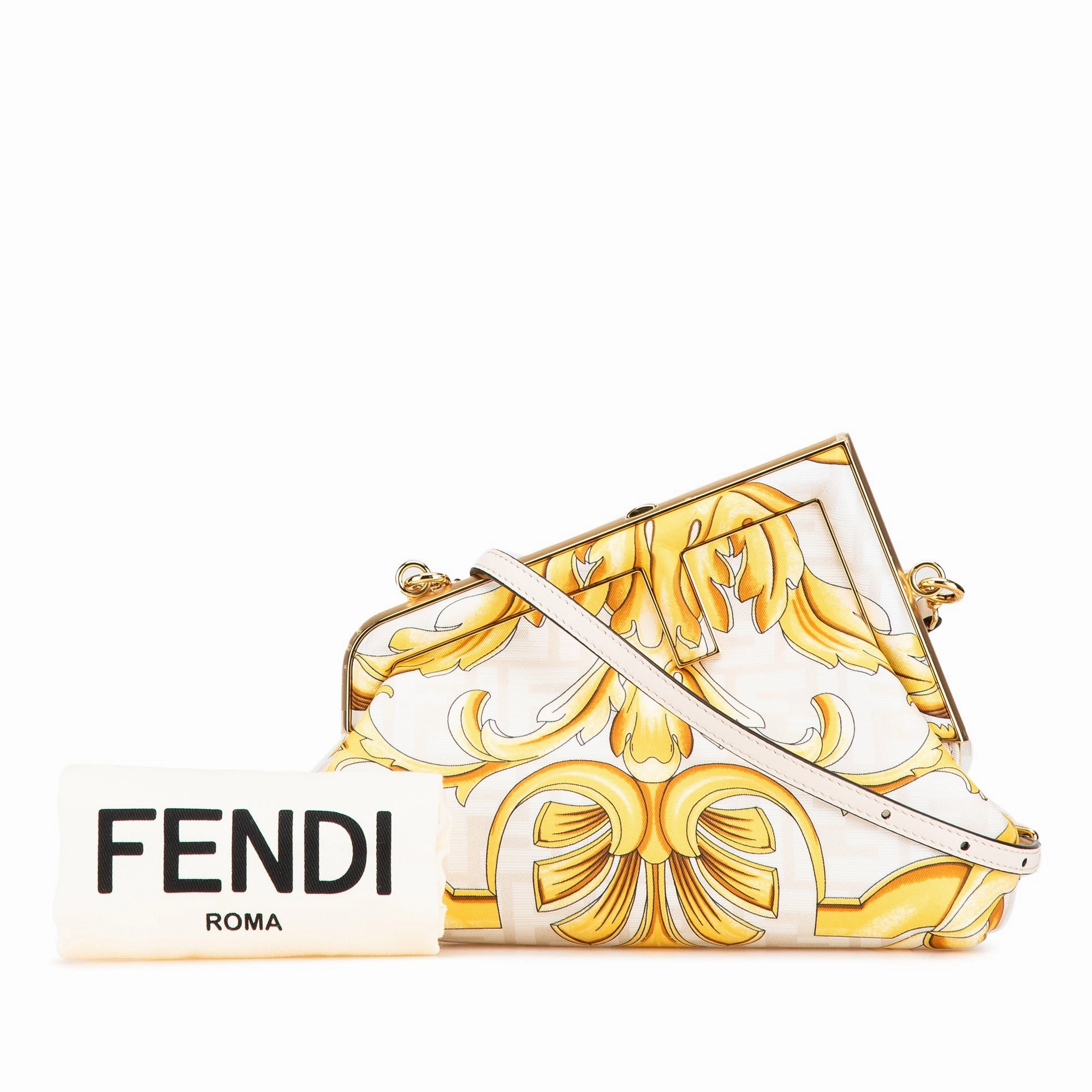 Fendace Fendi First Coated Canvas FF Baroque Print Crossbody