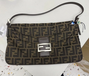 Fendi Baguette Brown Canvas Shoulder Bag