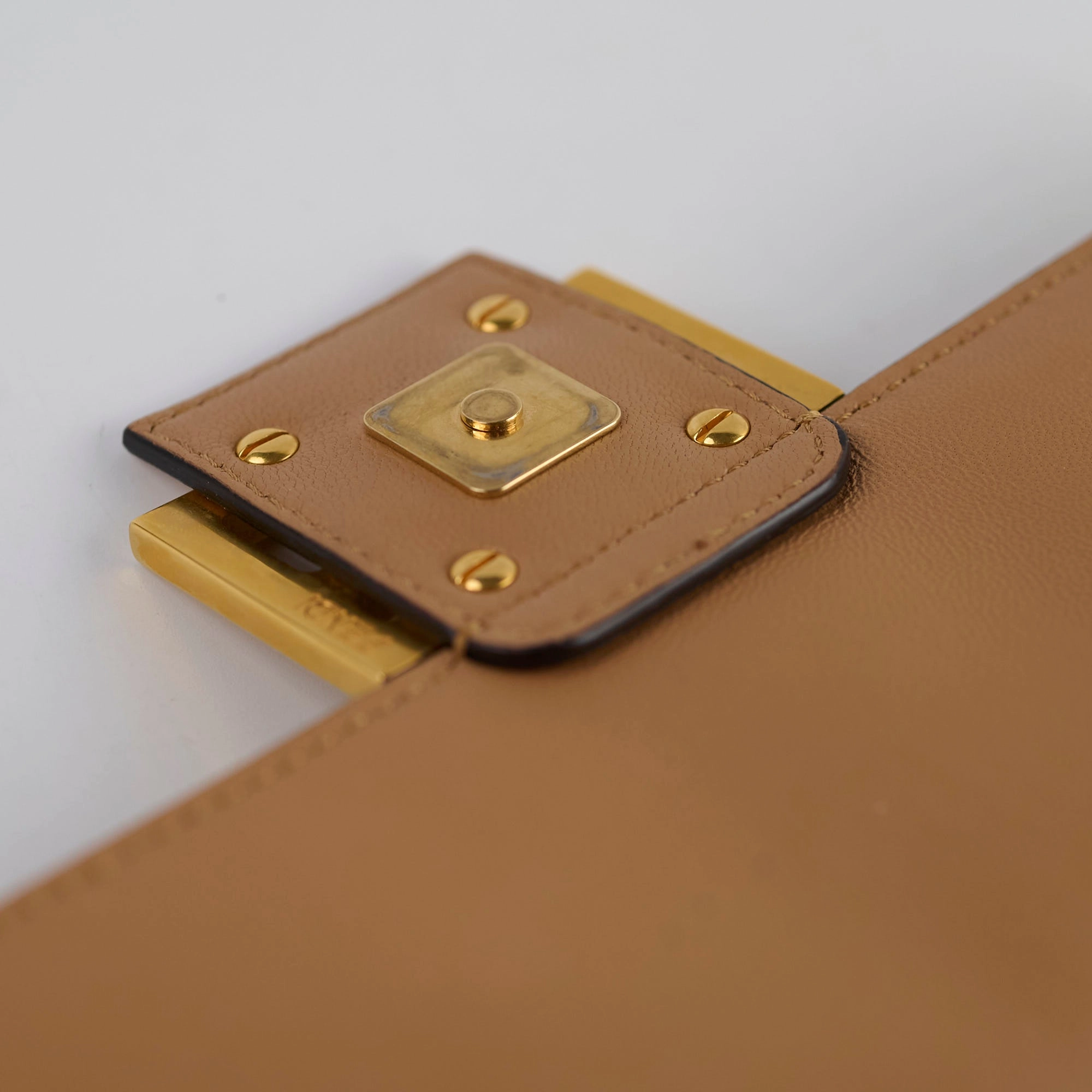 Fendi FF Baguette Tan Lambskin Leather Medium