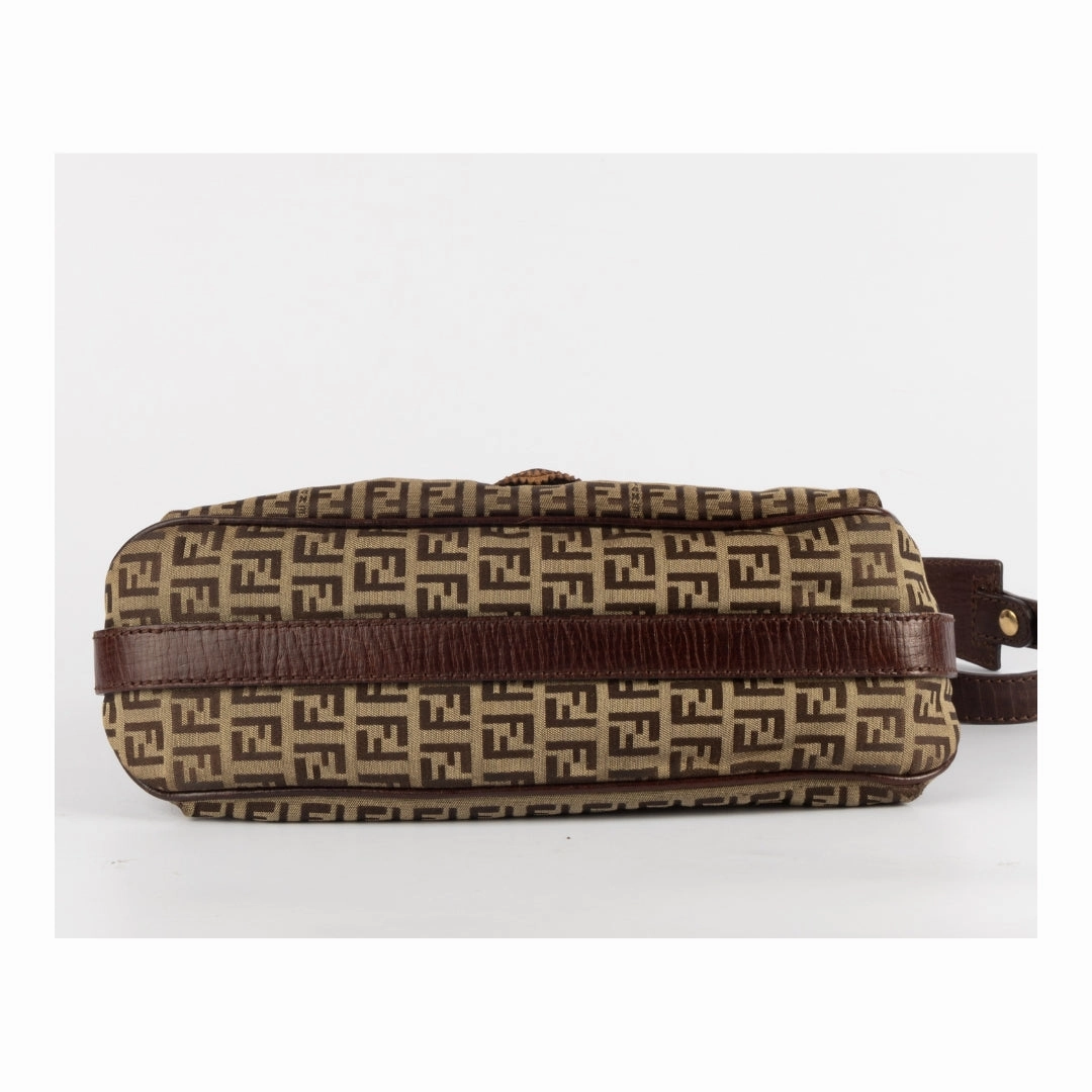 Fendi Zucchino Monogram Front Flap Shoulder Bag