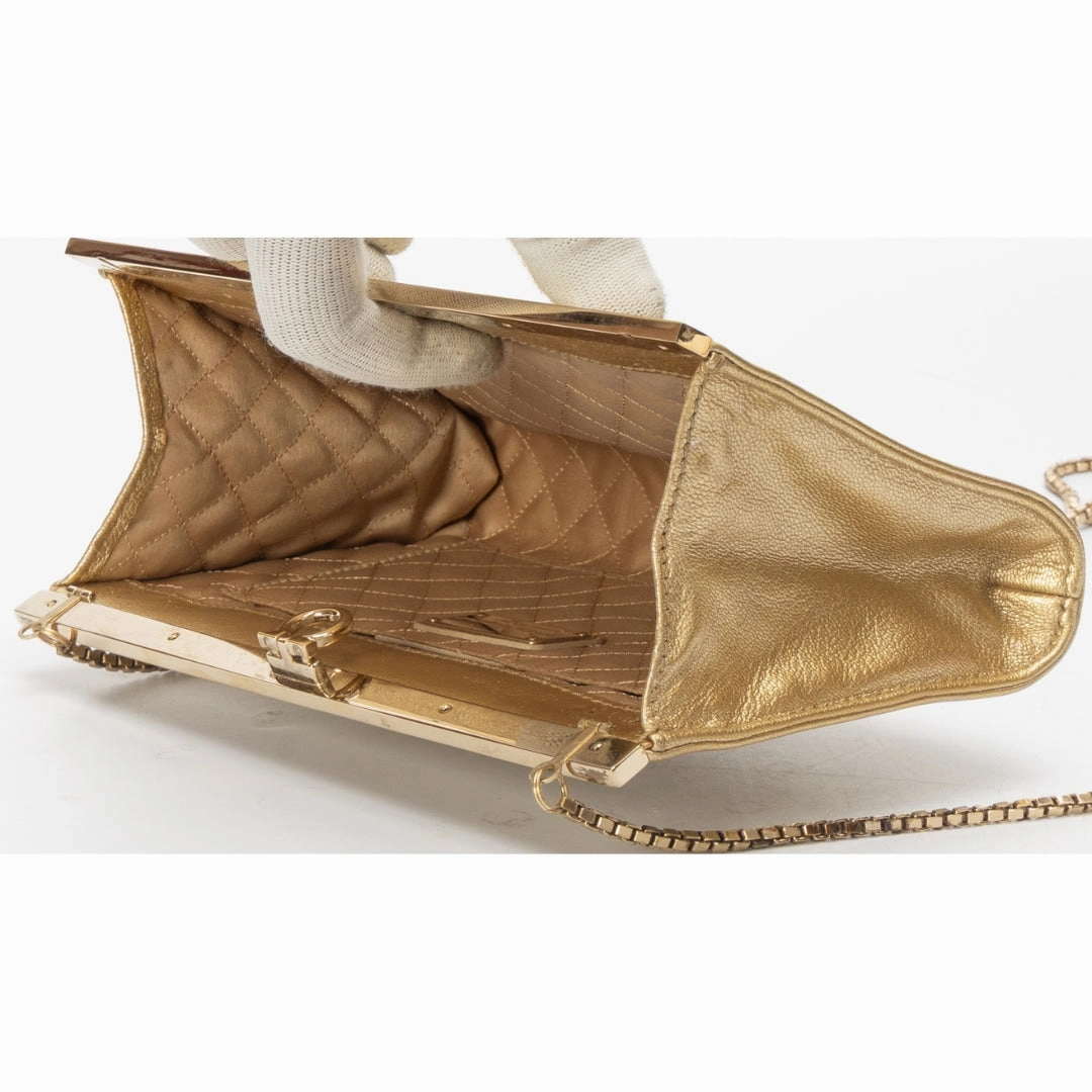 Ferragamo Gancini Flap Wallet With Chain