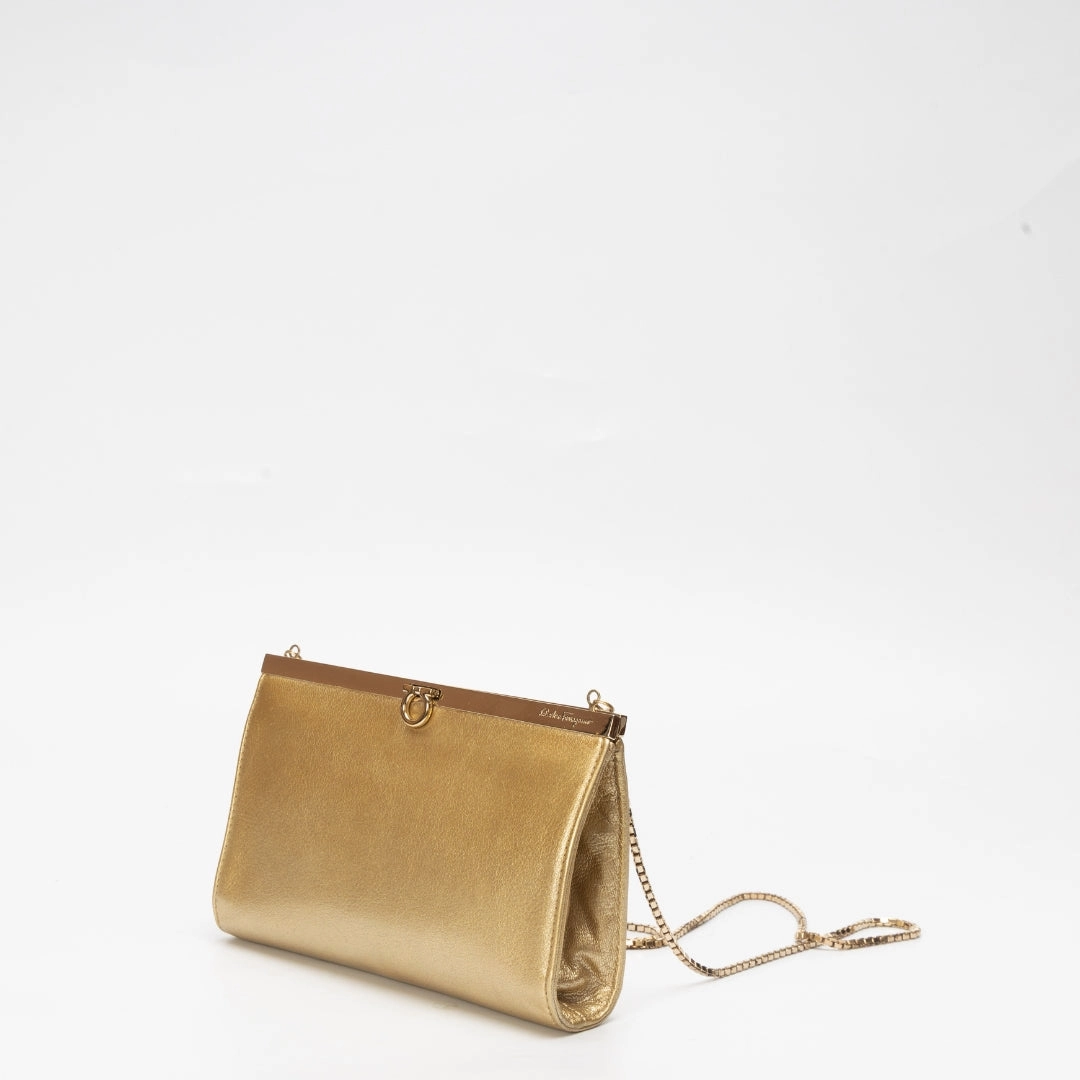 Ferragamo Gancini Flap Wallet With Chain
