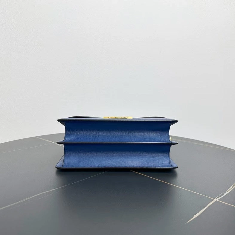 Ferragamo Large Blue Leather Crossbody Bag