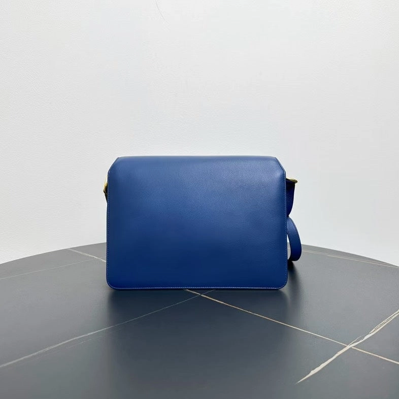 Ferragamo Large Blue Leather Crossbody Bag