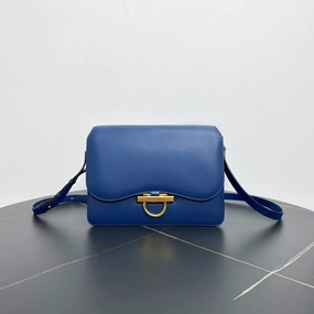 Ferragamo Large Blue Leather Crossbody Bag