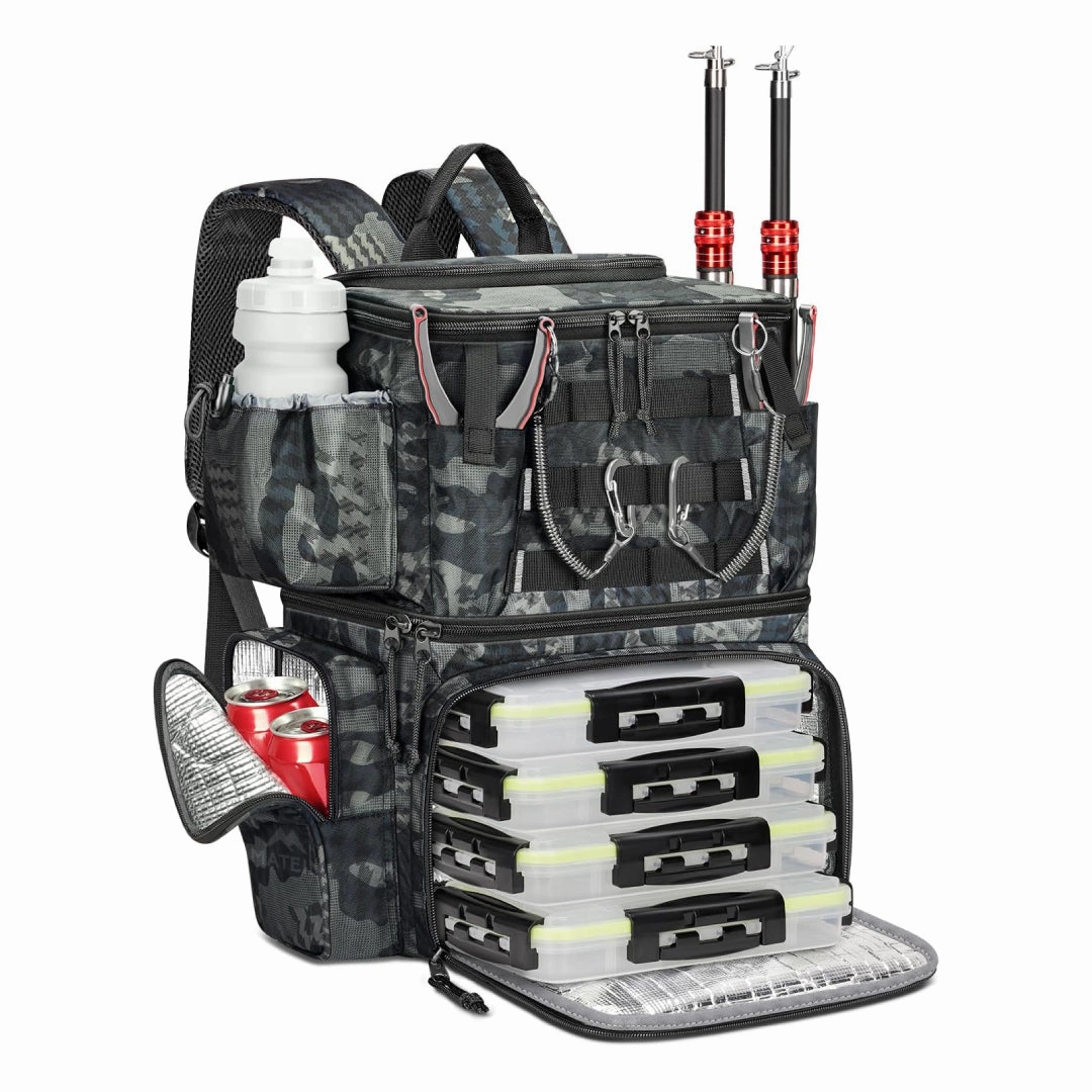 Fishing Backpack with 4 Tackle Boxes