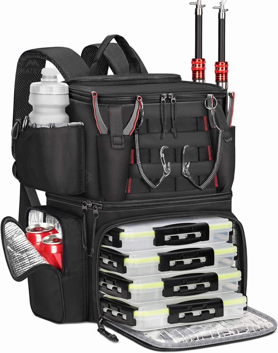 Fishing Backpack with 4 Tackle Boxes