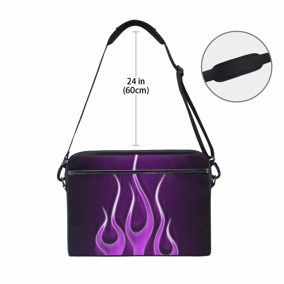 Flames Electric Purple Laptop Case Laptop Shoulder Bag Notebook Sleeve Handbag Computer Tablet Briefcase Carrying Case Cover with Shoulder Strap Handle 14 15inch for Men Women Travel/Business/School