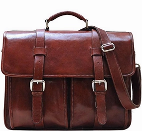 Floto Leather Buckle Strap Briefcase Bag, Messenger Bag