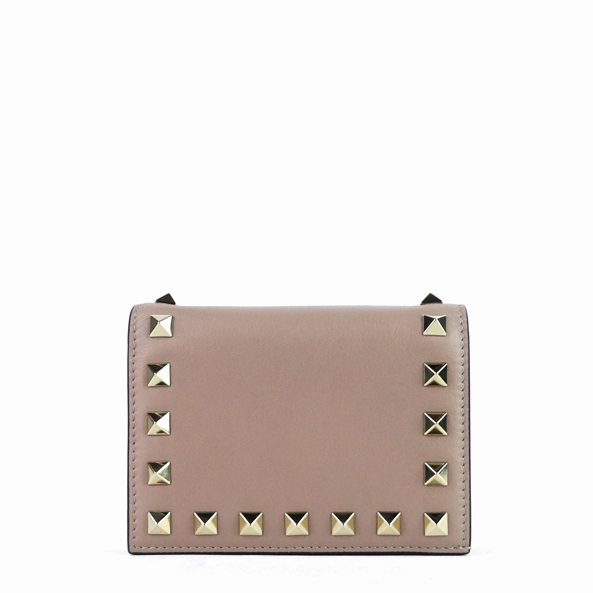 French Flap Rockstud Small Calf Leather Wallet