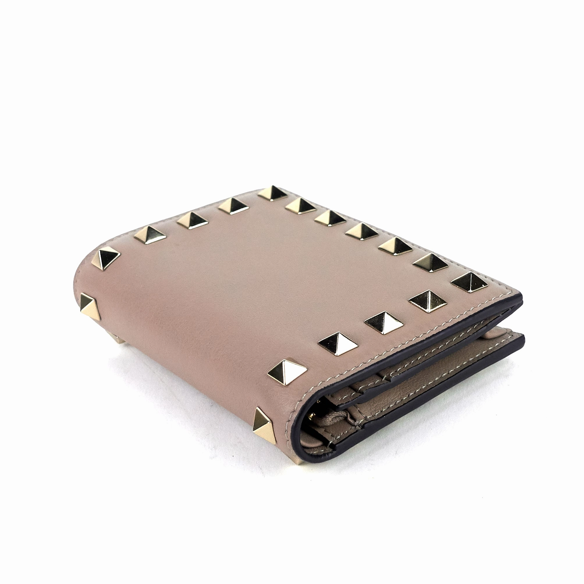 French Flap Rockstud Small Calf Leather Wallet