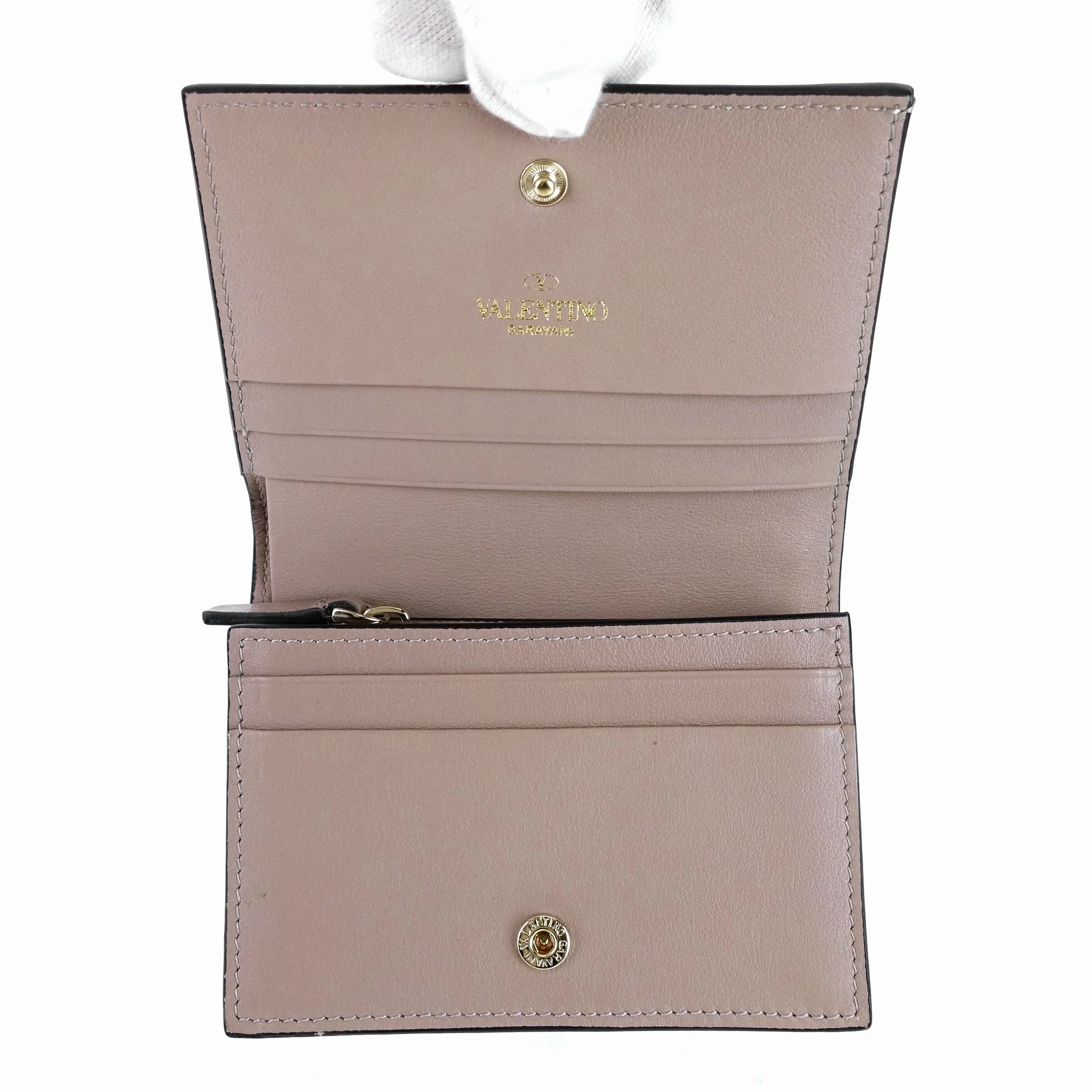 French Flap Rockstud Small Calf Leather Wallet