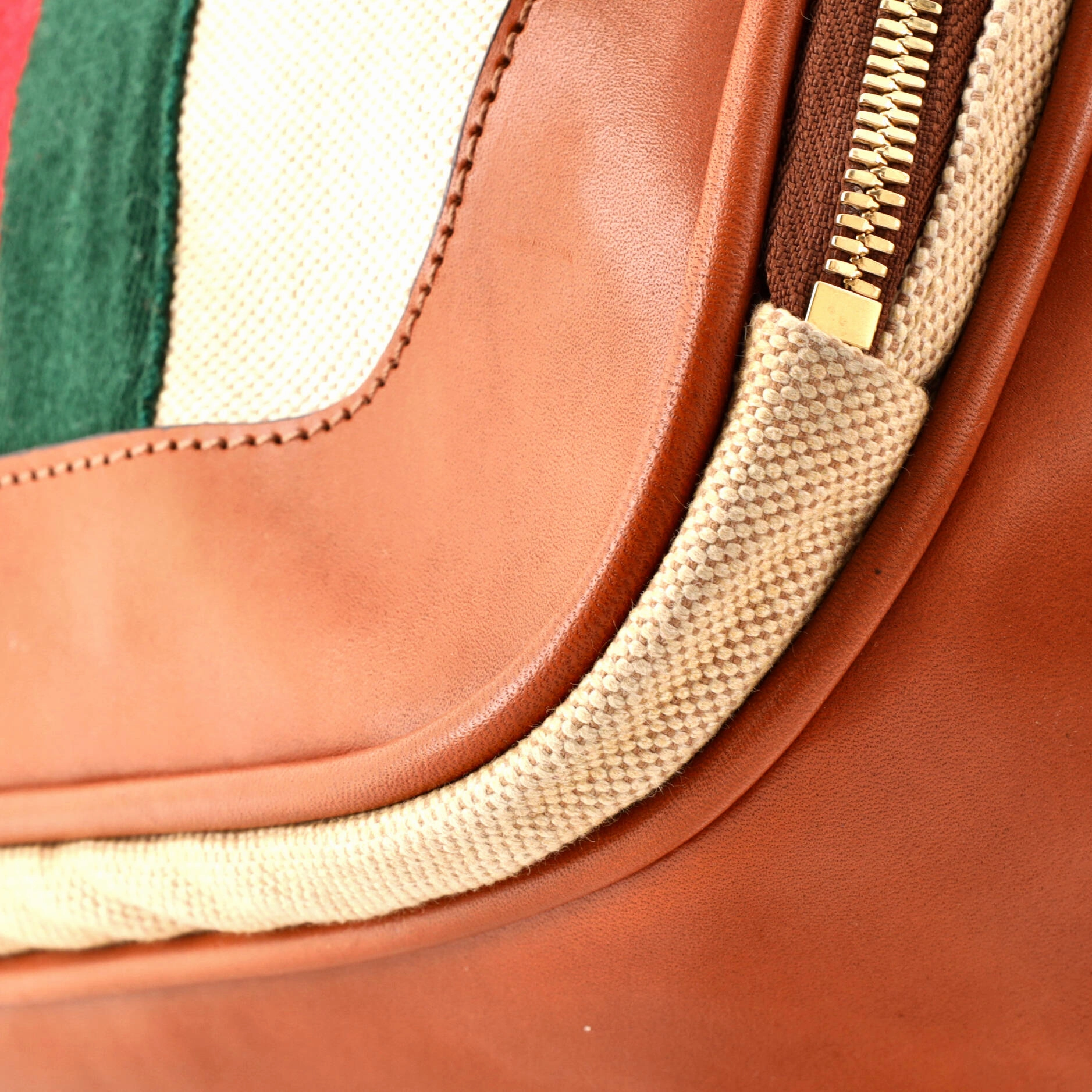 Front Pocket Backpack Vintage Web Canvas with Leather Medium