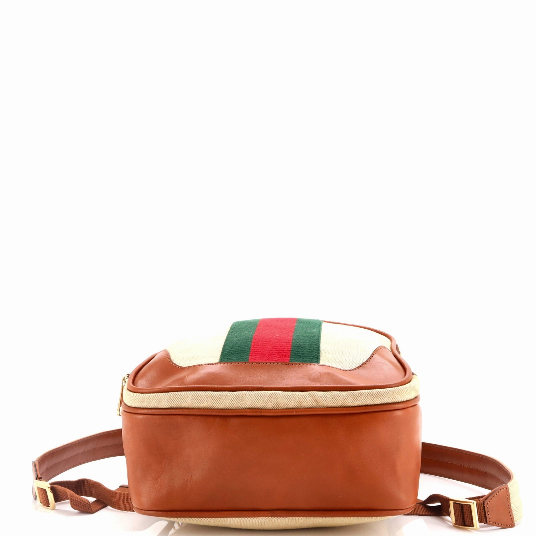 Front Pocket Backpack Vintage Web Canvas with Leather Medium