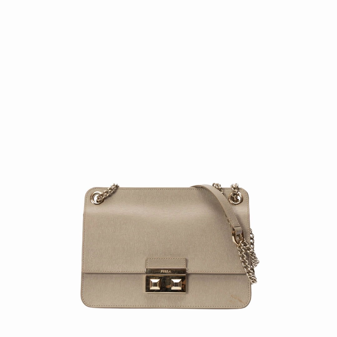 Furla Grey Venere Small Leather Crossbody Bag