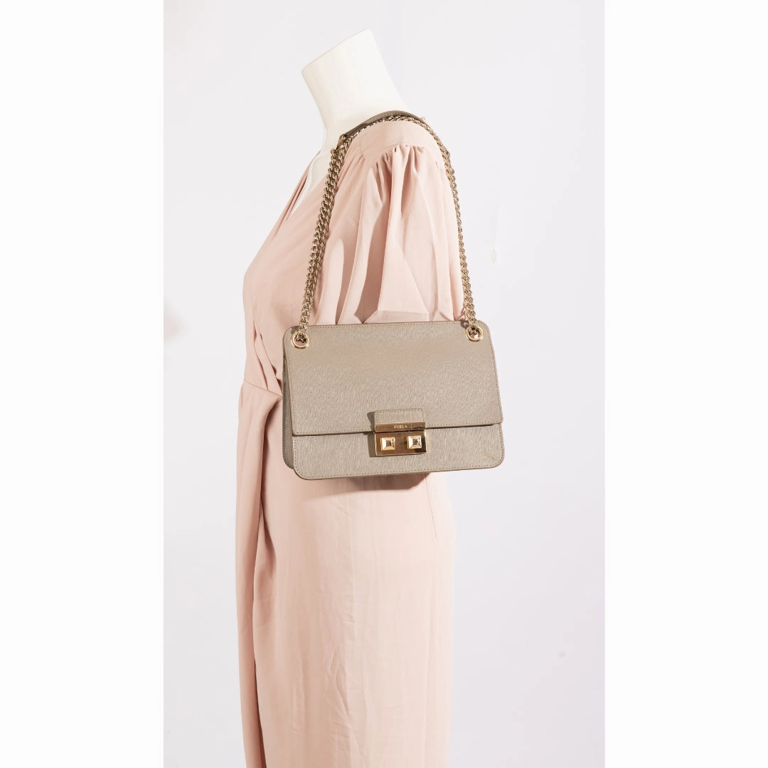 Furla Grey Venere Small Leather Crossbody Bag