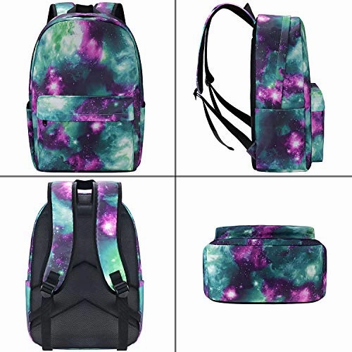Galaxy Backpack Set 3-in-1 Kids School Bag, Junlion Laptop Backpack Lunch Bag Pencil Case for Teen Boys Girls