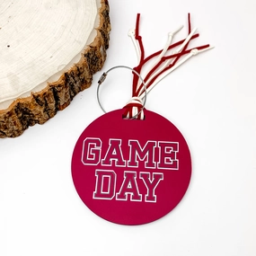 Game Day Luggage Tag in Maroon With White Details
