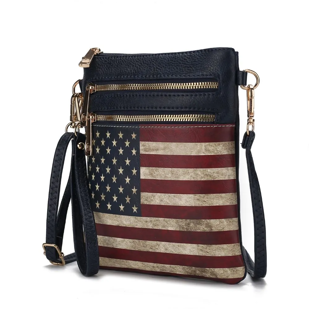Genesis Printed Flag Vegan Leather Womens Crossbody Bag