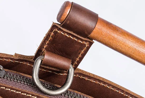 Genuine Leather Handbag Wooden Handmade Bag Shoulder Bag Purse For Women
