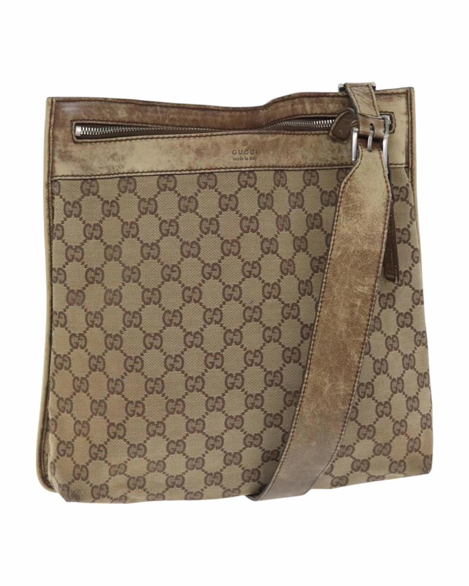 GG Canvas Shoulder Bag with Silver Accents