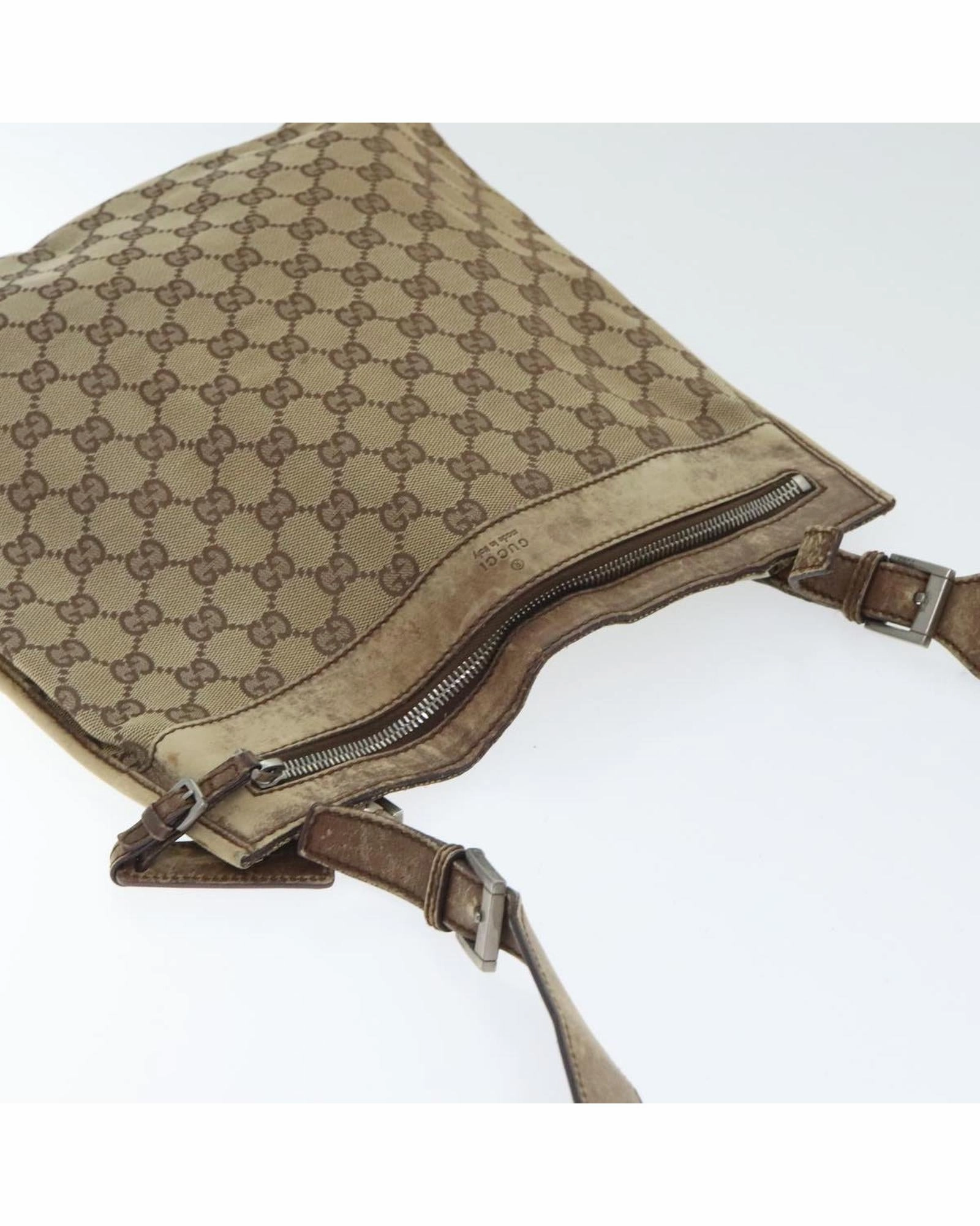 GG Canvas Shoulder Bag with Silver Accents