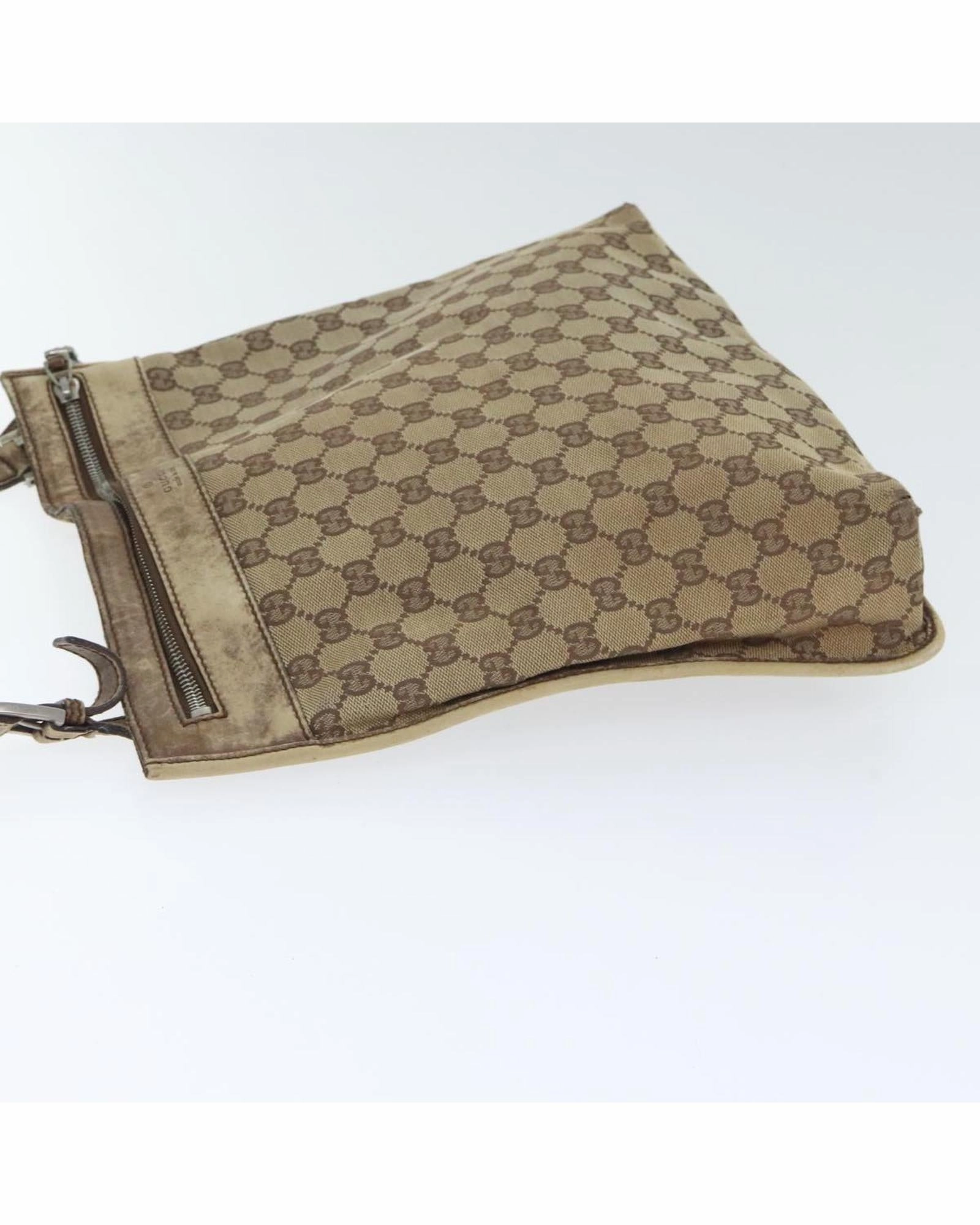 GG Canvas Shoulder Bag with Silver Accents