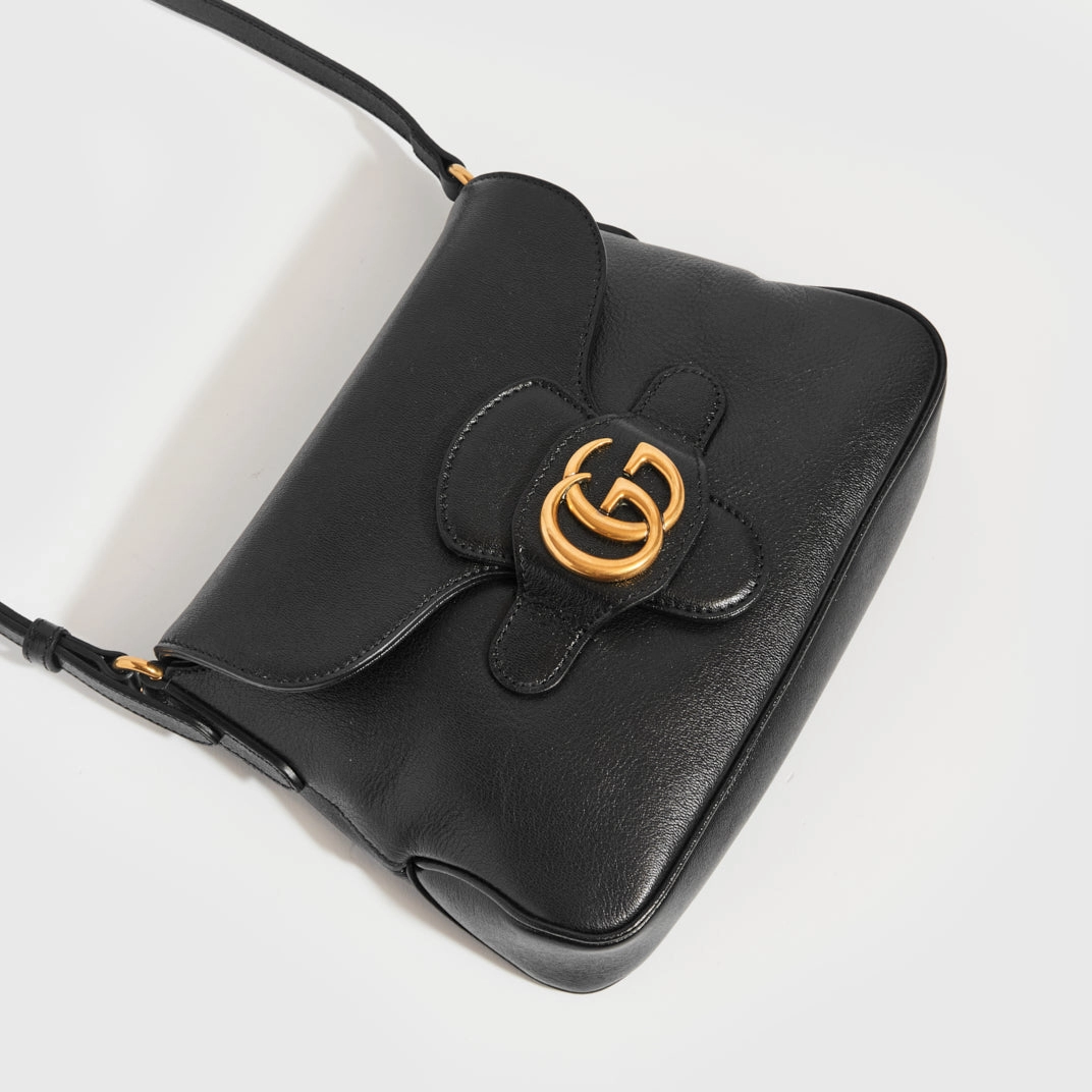 GG Logo Small Crossbody Messenger Bag in Black
