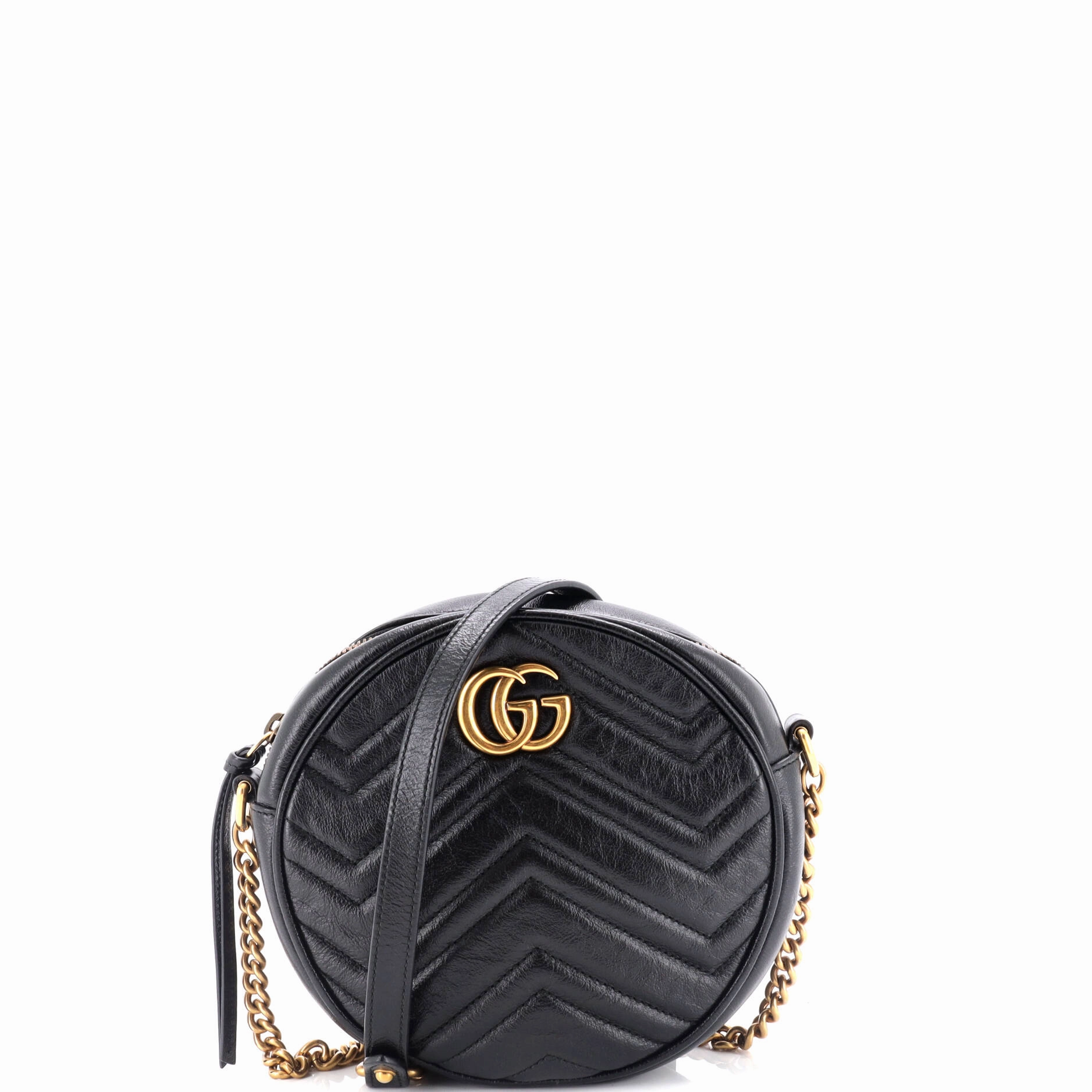 GG Marmont Round Shoulder Bag Matelasse Leather Mini