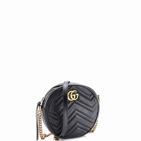 GG Marmont Round Shoulder Bag Matelasse Leather Mini