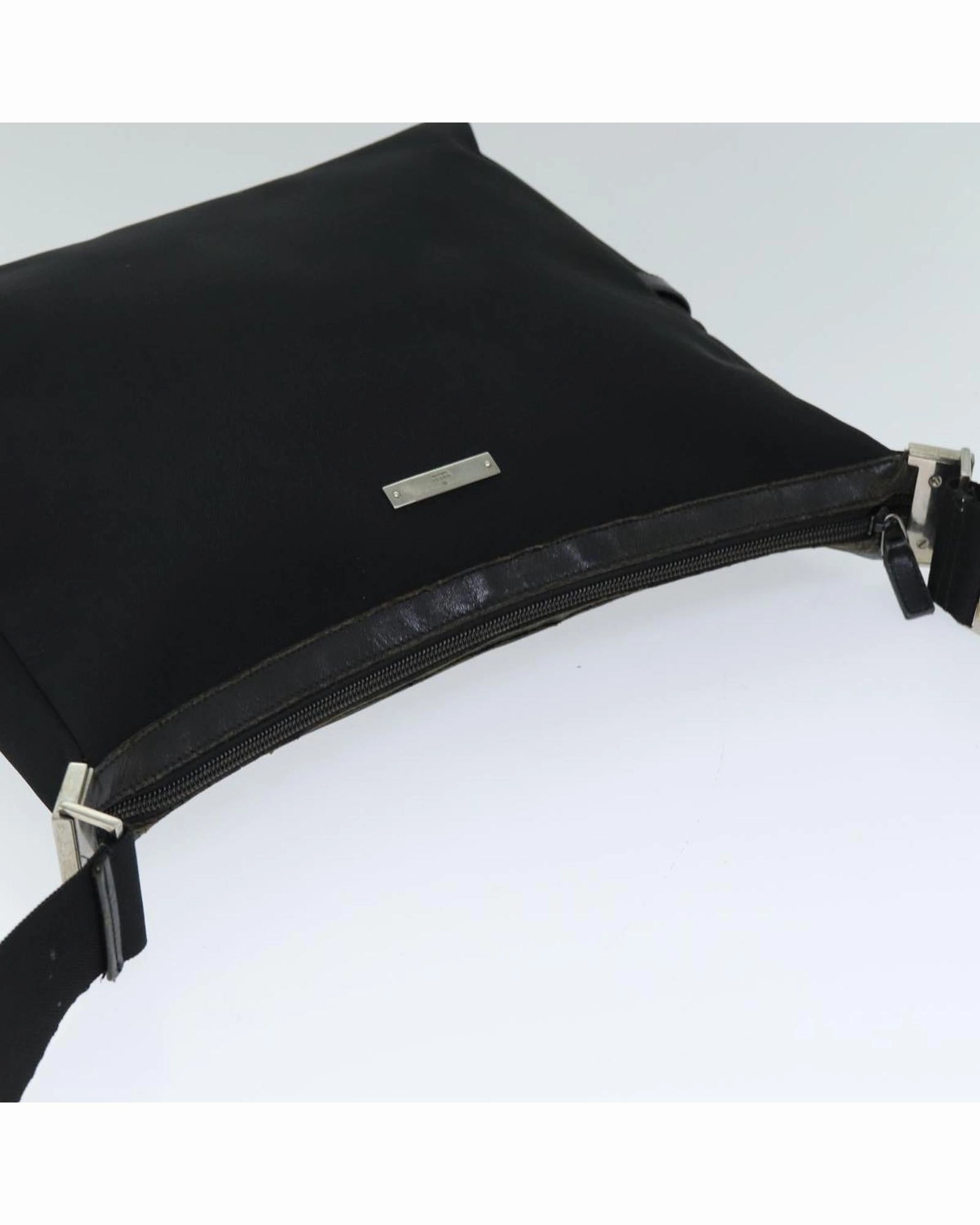 GG Nylon Shoulder Bag  Black