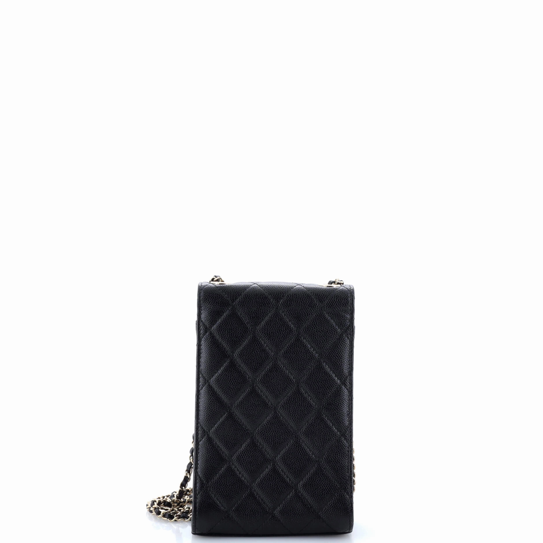 Golden Class Phone Holder Crossbody Bag Quilted Caviar